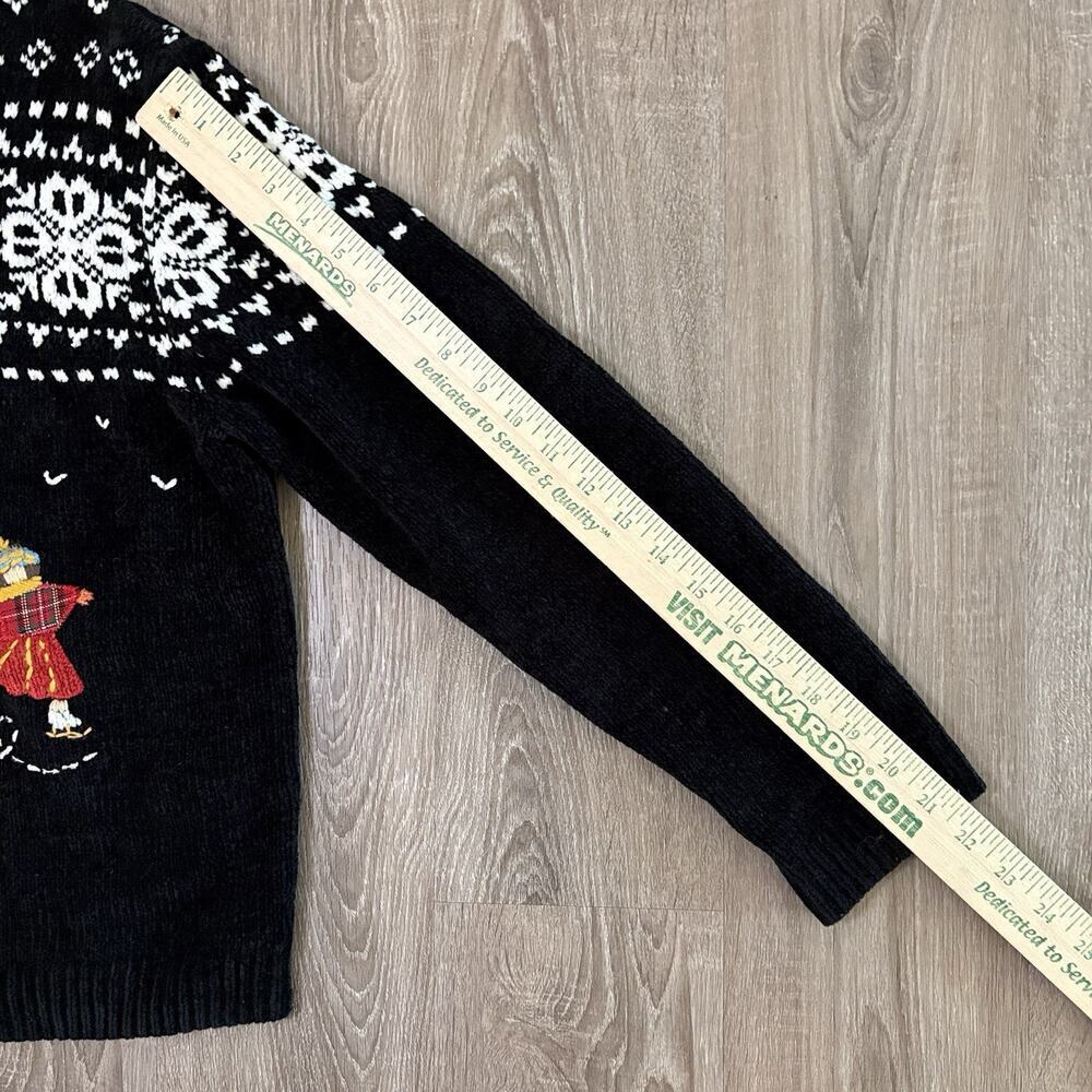 VTG Alfred Dunner Cardigan Sweater Ice Skaters Winter Christmas Fair Isle M Pet - Picture 4 of 8